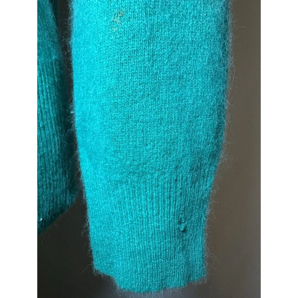 VTG Bloomingdale's y.e.s. Green Lambswool Angora Rabbit Nylon Blend‎ Sweater MED